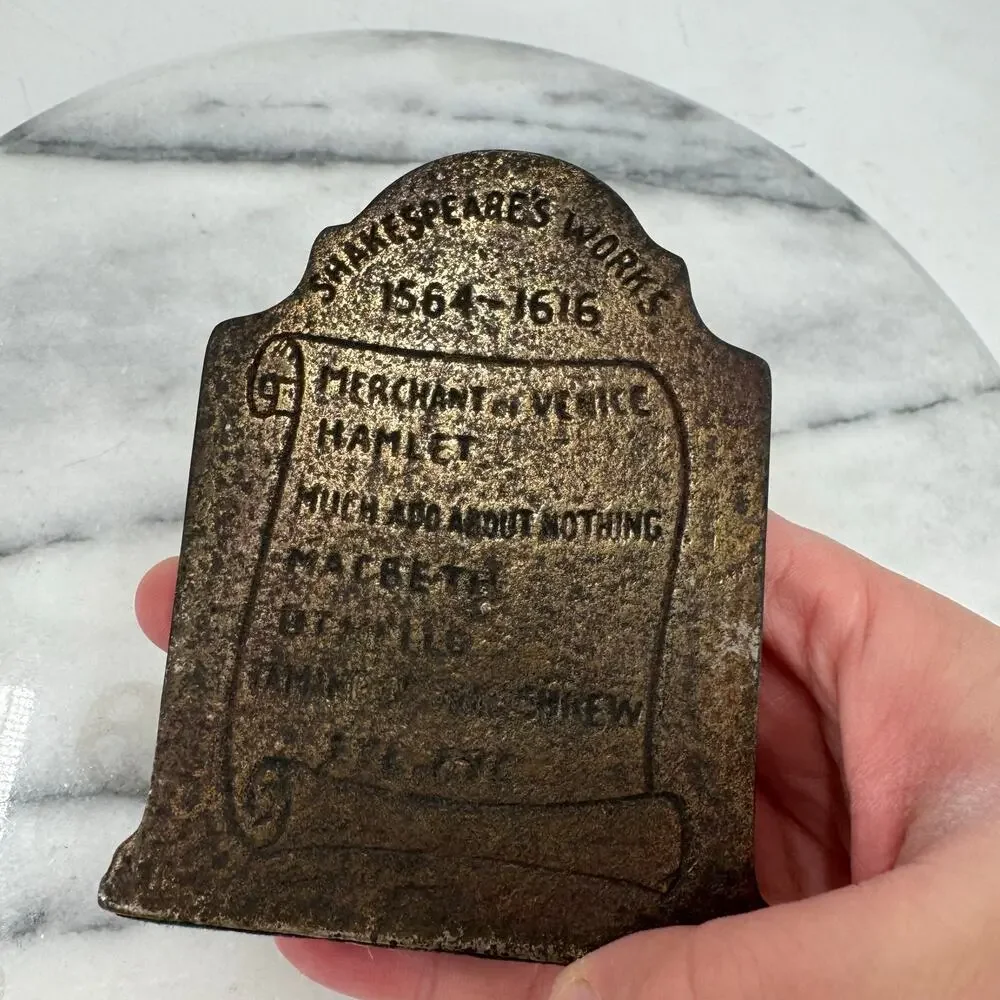 Vintage Shakespeare metal bookend